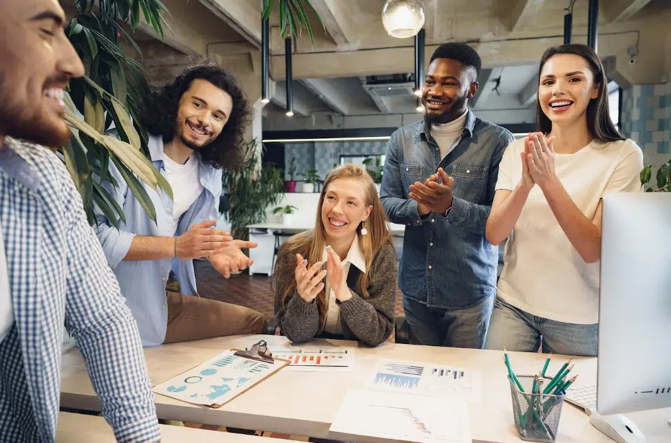 Enthusiastic employees engage workers