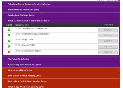 Customer Service training assignments Interface