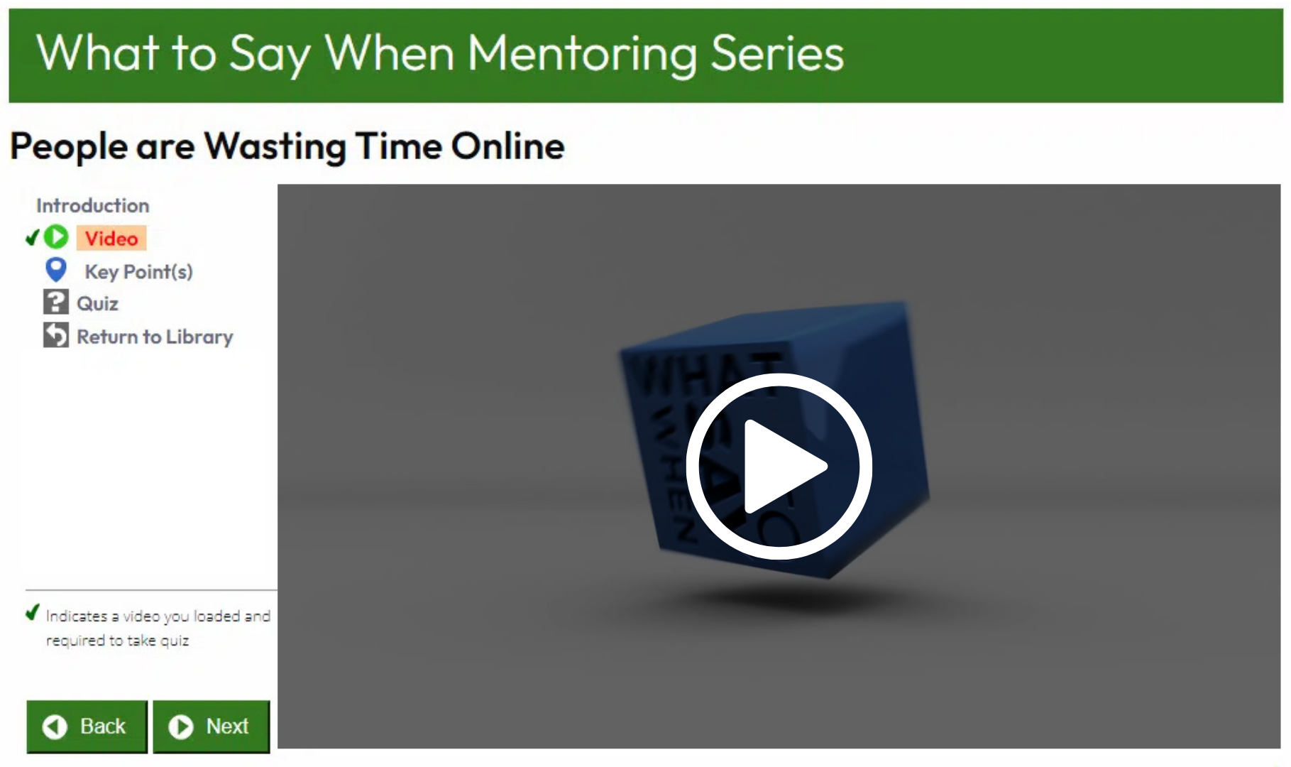 What To Say When℠ Mentoring Series