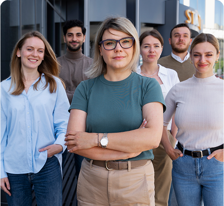empowered business woman working city