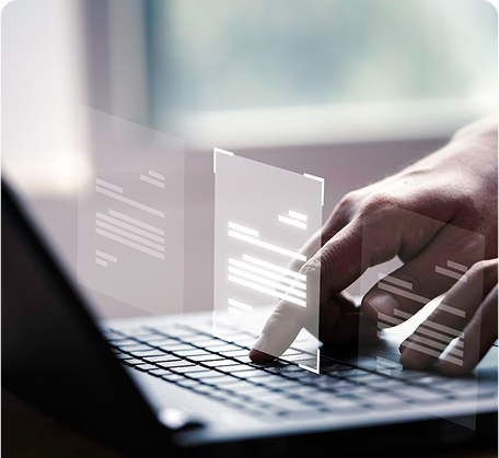 hand using laptop computer